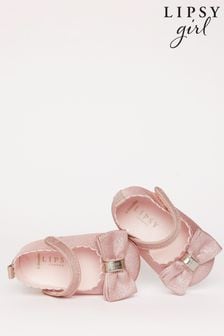 Lipsy Girl Pink Velcro Bow Mary Jane Ballerina Occasion Shoe Baby (K65601) | KRW34,200