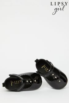 Lipsy Girl Black Velcro Bow Mary Jane Ballerina Occasion Shoe Baby (K65602) | 25 €