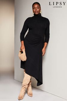 Noir - Lipsy robe pull mi-longue à col haut et froncé (K65917) | €40
