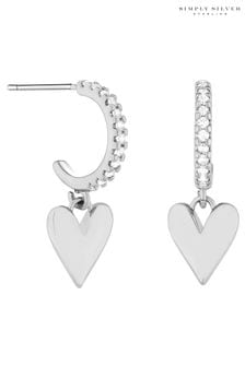 Simply Silver Silver Recycled Mini Heart Huggie Earrings (K65949) | $49