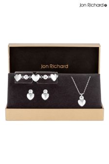 Jon Richard Silver Polished Heart Trio Set - Gift Boxed (K66019) | SGD 58
