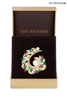 Jon Richard Gold Multi Colour And Pearl Swirl Brooch - Gift Boxed (K66034) | AED155