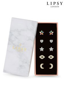Lipsy Jewellery Gold Meaninful Stud Earrings - Pack of 5 (K66692) | €25