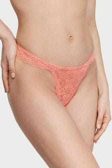 Victoria's Secret Punchy Peach Orange Festival Lace Thong Knickers (K67338) | kr160