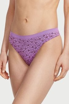 Victoria's Secret Purple Paradise Floral Outline Printed Thong Seamless Knickers (K67631) | €11