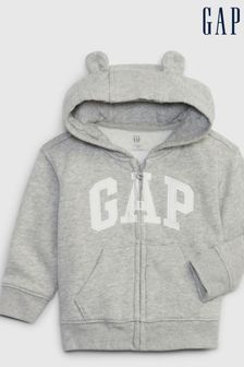 Siva - Gap s kapuco, zadrgo in logom za dojenčke Gap (novorojenčki - 24 mes) (K67999) | €23