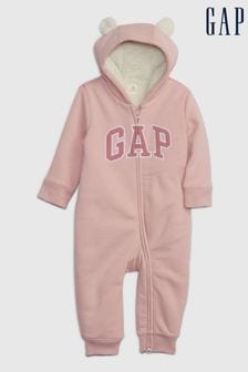 Gap Logo Sherpa Fleece Hooded All In One - Baby (newborn - 24mths) (K68025) | BGN86