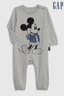 Gap Grey Disney Mickey Mouse Long Sleeve Sleepsuit (K68271) | €18.50