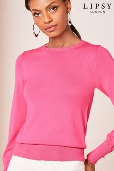 Lipsy Hot Pink Long Sleeve Scallop Detail Knitted Jumper (K68323) | €42