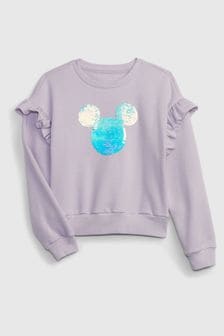 Gap Purple Disney Reversible Sequin Graphic Crew Neck Sweatshirt (4-13yrs) (K68413) | €20.50