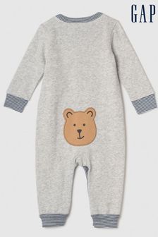 Gap Grey Cozy Bear Baby Long Sleeve Sleepsuit (K68452) | €22.50