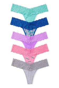 Blue/Purple/Pink/Grey - Victoria's Secret Lace Waist Thong  Multipack (K68551) | kr490