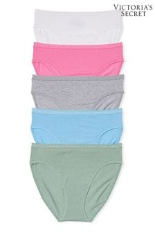 Victoria's Secret White/Pink/Grey/Blue/Green Brief Knickers Multipack (K68569) | kr350