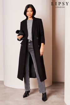 Lipsy Black Double Breasted Fitted City Coat (K68586) | OMR24