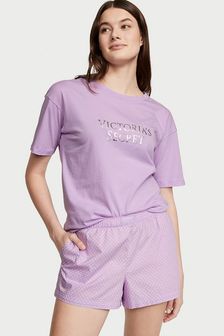 Victoria's Secret Unicorn Purple Mini Dots Cotton T-Shirt Short Pyjamas (K68724) | €22