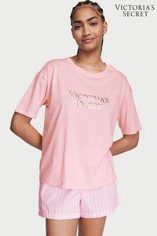 Victoria's Secret Pretty Blossom Pink Stripe Cotton T-Shirt Short Pyjamas (K68726) | €45