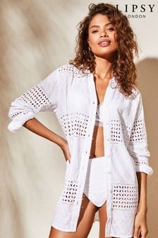 Lipsy White Long Sleeve Summer Beach Shirt (K69011) | 59 €