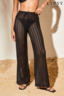 Lipsy Black Crochet Beach Trousers (K69035) | €40