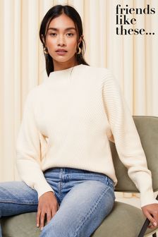 Friends Like These Neutral Ribbed Cosy Batwing Jumper (K69091) | 58 €