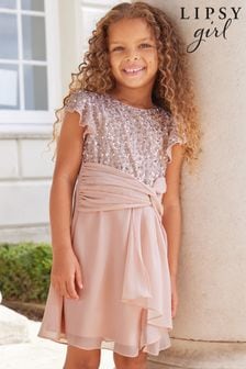 Lipsy Pink Flutter Sleeve Occasion Mini Dress (2-16yrs) (K69251) | Kč2,050 - Kč2,350