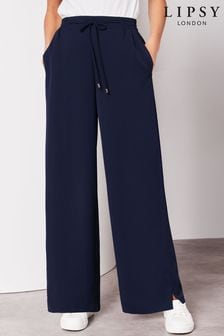 Mornarsko modra - Lipsy hlače za prosti čas s širokimi hlačnicami in razporkom na robu (K69400) | €36