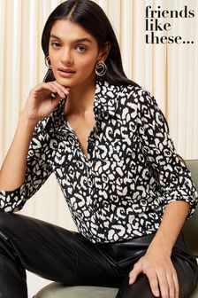 Friends Like These Black/White Pocket Detail 3/4 Sleeve Jersey Shirt (K69759) | HK$360