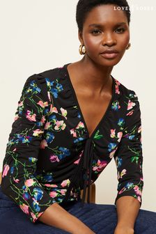 Love & Roses трикотажная блузка с V-образным вырезом и присборенными рукавами 3/4 (K69867) | €38