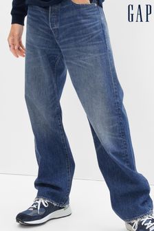 Gap Blue Organic Cotton Button Fly 90s Loose Jeans with Washwell (K70007) | 92 €
