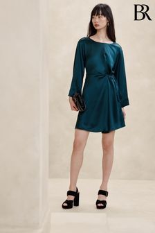 Grün - Banana Republic Treccia Mini-Kleid aus gehämmertem Satin (K70022) | 283 €