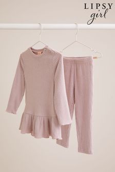 Lipsy Light Pink Cosy Peplum Hem Pyjamas (0mths-6yrs) (K70125) | €27 - €30
