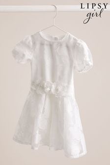 Lipsy White Baby Organza Corsage Occasion Dress (0mths-2yrs) (K70126) | ₪ 176 - ₪ 184