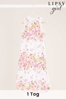 Lipsy White/Pink Floral Baby 100% Cotton 1 Tog Sleep Bag (K70132) | $42 - $49
