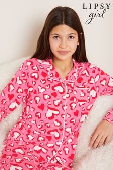 Lipsy Pink/Red Heart Print Jersey Pyjamas (2-16yrs) (K70136) | $47 - $61