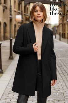 Friends Like These Jet Black Tailored Single Button Coat (K70142) | SGD 124