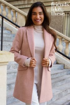 Friends Like These Pink Boucle Petite Tailored Single Button Coat (K70146) | €53