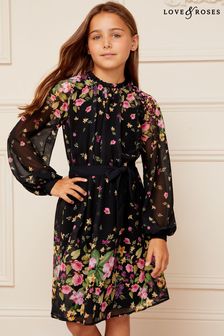 Love & Roses Black Floral Printed Long Sleeve Dress (K70250) | 218 QAR - 257 QAR