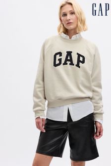 Gap Cream Vintage Soft Arch Logo Crew Sweatshirt (K70383) | €40