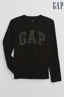 Čierna - Tričko s logom Gap Long Sleeve Crew Neck Arch (K70406) | €13