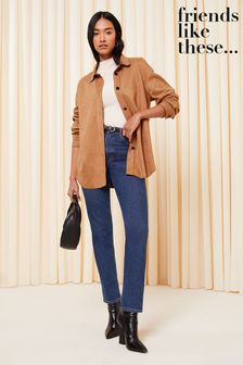 Friends Like These Camel Faux Suede Shacket (K70455) | OMR24