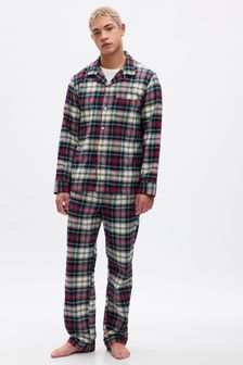 Gap Green, Red & White Flannel Check Family Christmas Long Sleeve Pyjama Shirt & Bottoms (K70501) | €29