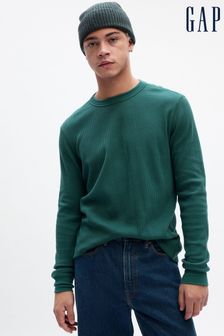 Verde - Tricou tricotat Tricou la baza gâtului Mânecă lungă gofrat Gap (K70506) | 119 LEI