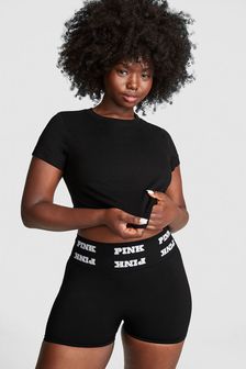 Čisto črne - Brezšivne kratke hlače z logotipom Victoria's Secret Pink (K70615) | €29