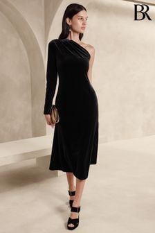 Banana Republic Black Blaire Velvet One-Shoulder Dress (K70703) | €124