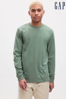Zielony - Miękka koszulka codzienna GAP z długim rękawem i okrągłym dekoltem (K70883) | 100 zł