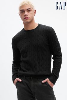 Negro - Suéter de manga larga con cuello redondo de punto de ochos Cashsoft de Gap (K70905) | 71 €