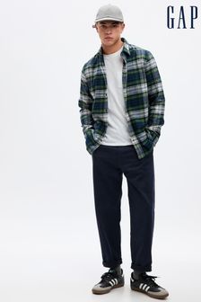 Gap Green/White Organic Cotton Tartan Flannel Long Sleeve Shirt (K70906) | LEI 239