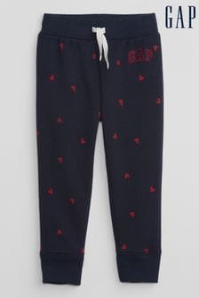 Pantaloni de sport cu elastic în talie și logo și inimă Imprimeuri Gap (12 luni - 5 ani) (K70936) | 90 LEI