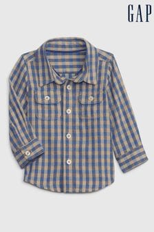 Gap Blue Check Long Sleeve Collard Shirt (Newborn - 24mths) (K70938) | 23 €