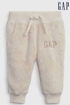 Pantaloni de sport din blană sherpa cu logo Gap Bebeluși (Nou-născuţi - 24luni) (K70970) | 107 LEI