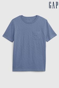 Azul - Camiseta de manga corta con cuello redondo y bolsillo de algodón orgánico de Gap (4-13 años) (K71026) | 11 €